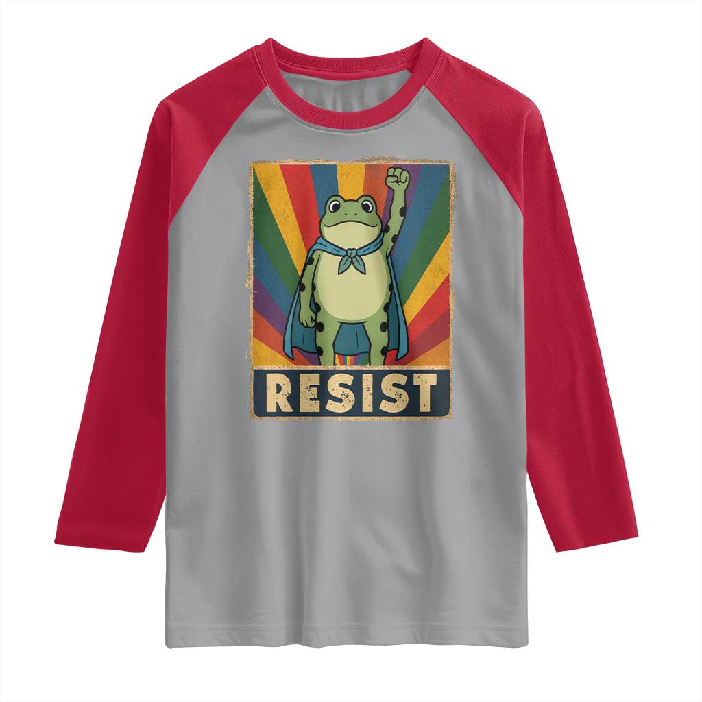 Rainbow Resist Frog Raglan Shirt Portland Pride and Protest Resistance TS02 Sport Gray Red Print Your Wear