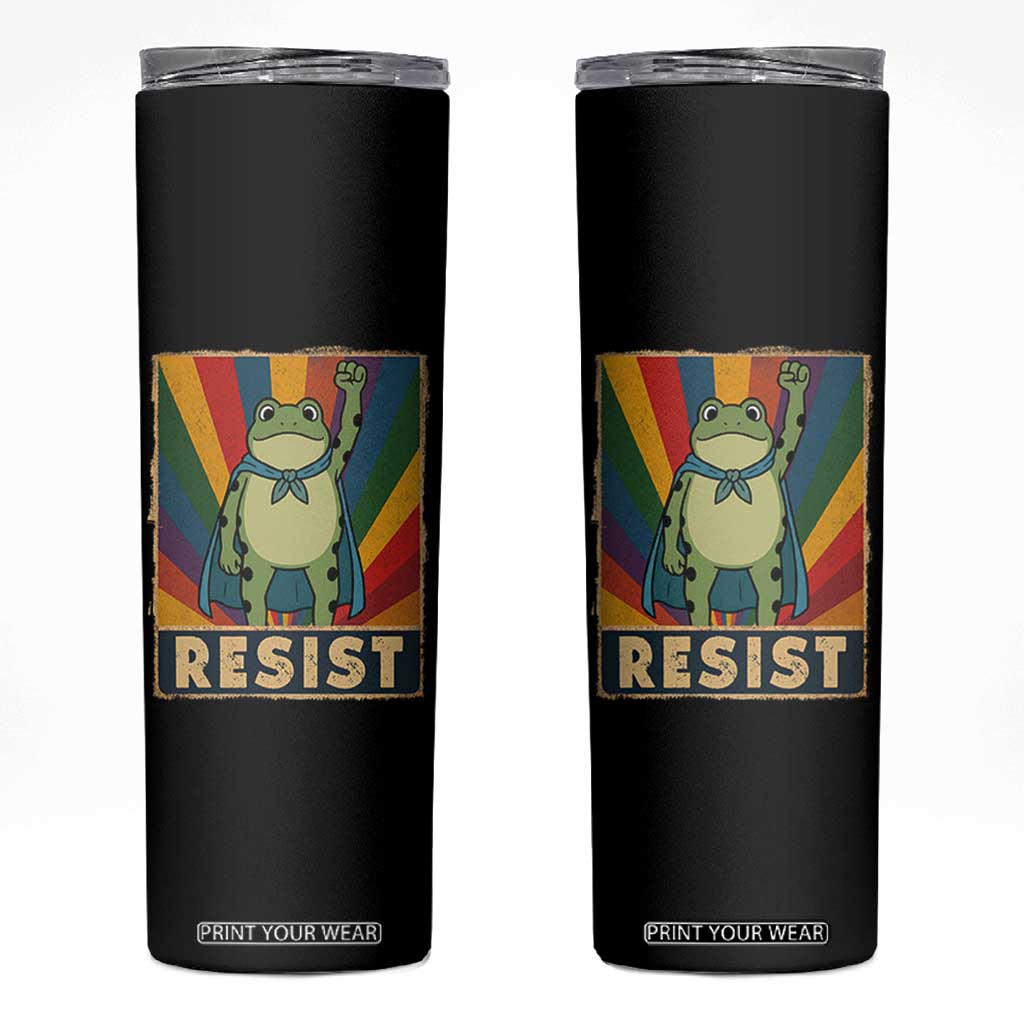 Rainbow Resist Frog Skinny Tumbler Portland Pride and Protest Resistance TS02 Black Print Your Wear