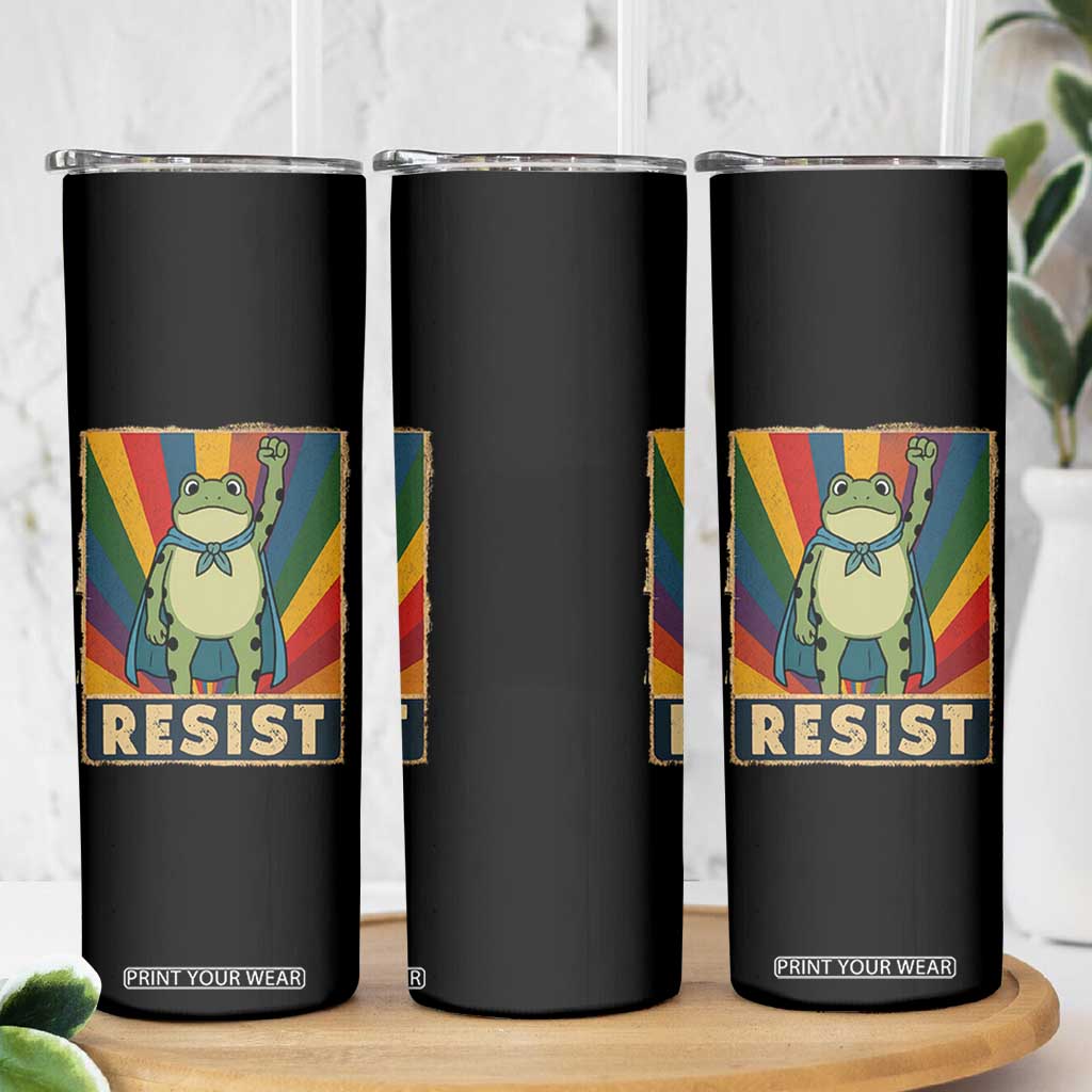 Rainbow Resist Frog Skinny Tumbler Portland Pride and Protest Resistance TS02 Print Your Wear