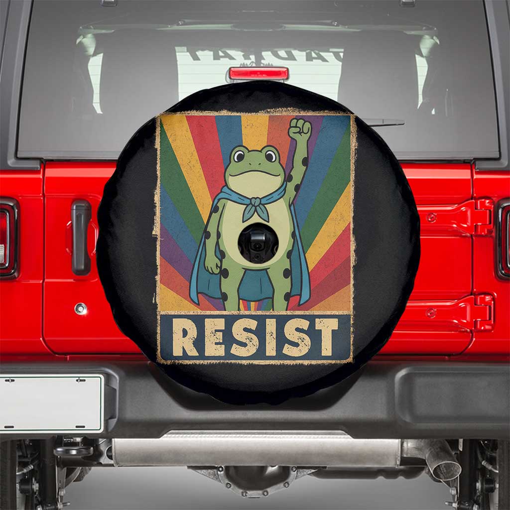 Rainbow Resist Frog Spare Tire Cover Portland Pride and Protest Resistance TS02 Black Print Your Wear