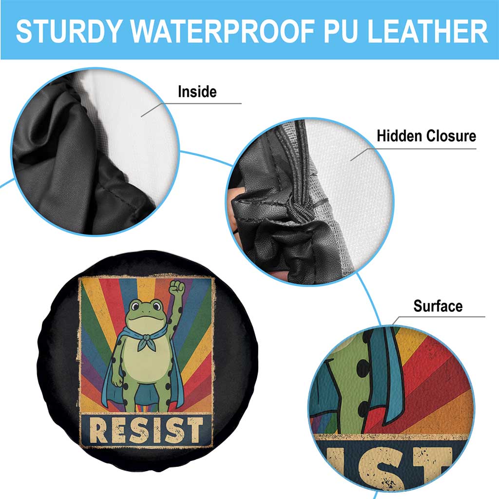 Rainbow Resist Frog Spare Tire Cover Portland Pride and Protest Resistance TS02 Print Your Wear