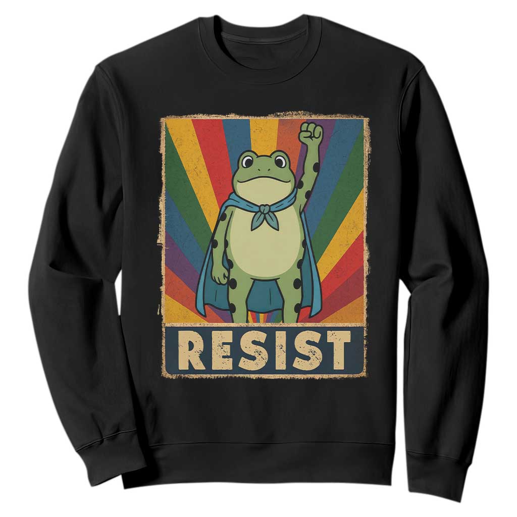 Rainbow Resist Frog Sweatshirt Portland Pride and Protest Resistance TS02 Black Print Your Wear