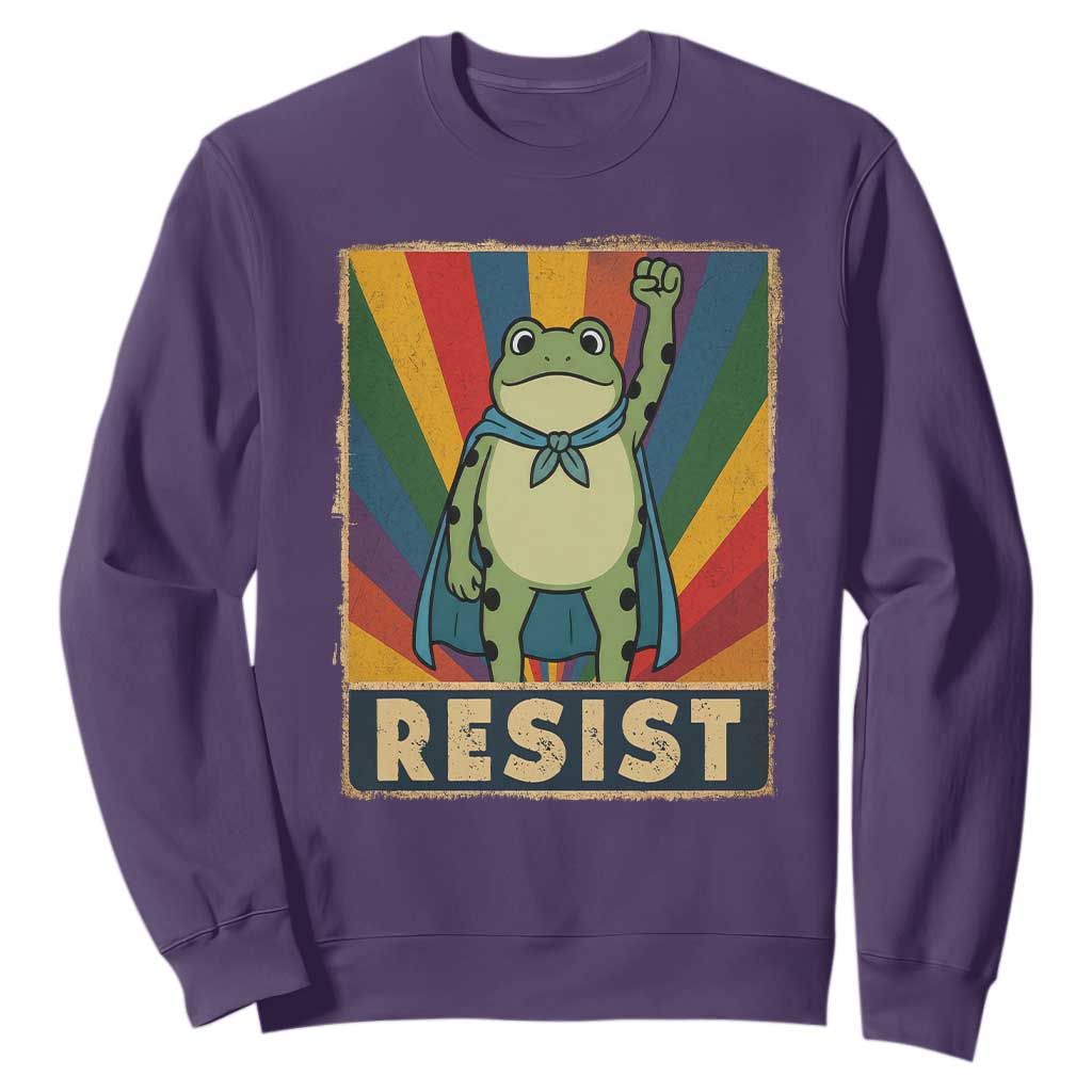 Rainbow Resist Frog Sweatshirt Portland Pride and Protest Resistance TS02 Purple Print Your Wear
