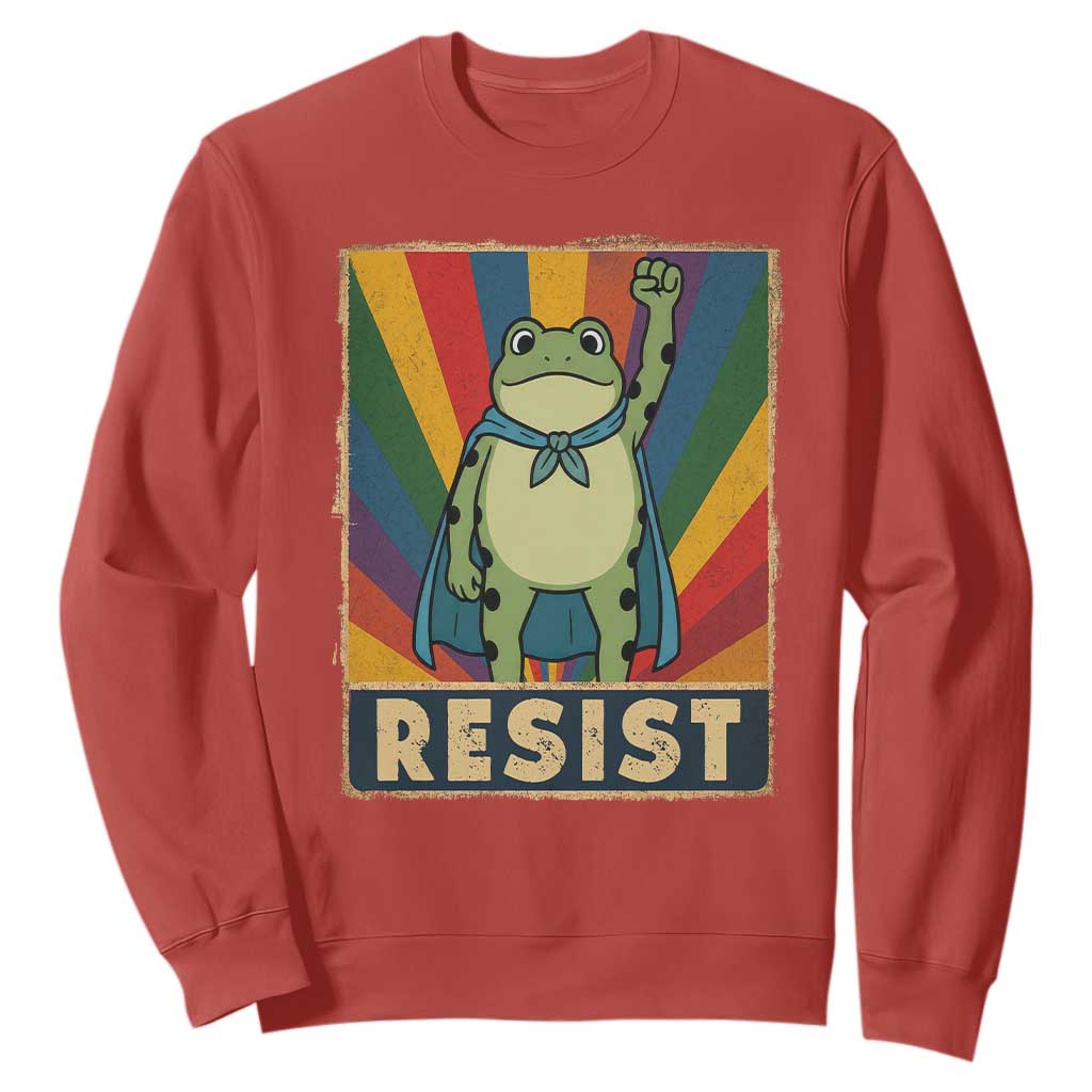 Rainbow Resist Frog Sweatshirt Portland Pride and Protest Resistance TS02 Red Print Your Wear