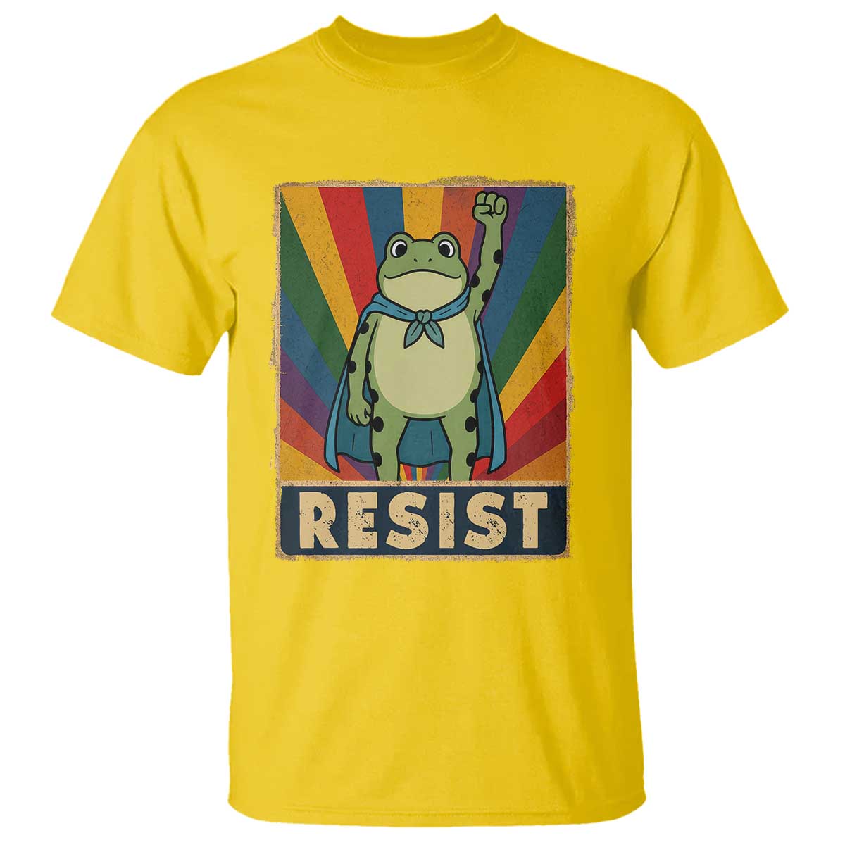 Rainbow Resist Frog T Shirt Portland Pride and Protest Resistance TS02 Daisy Print Your Wear