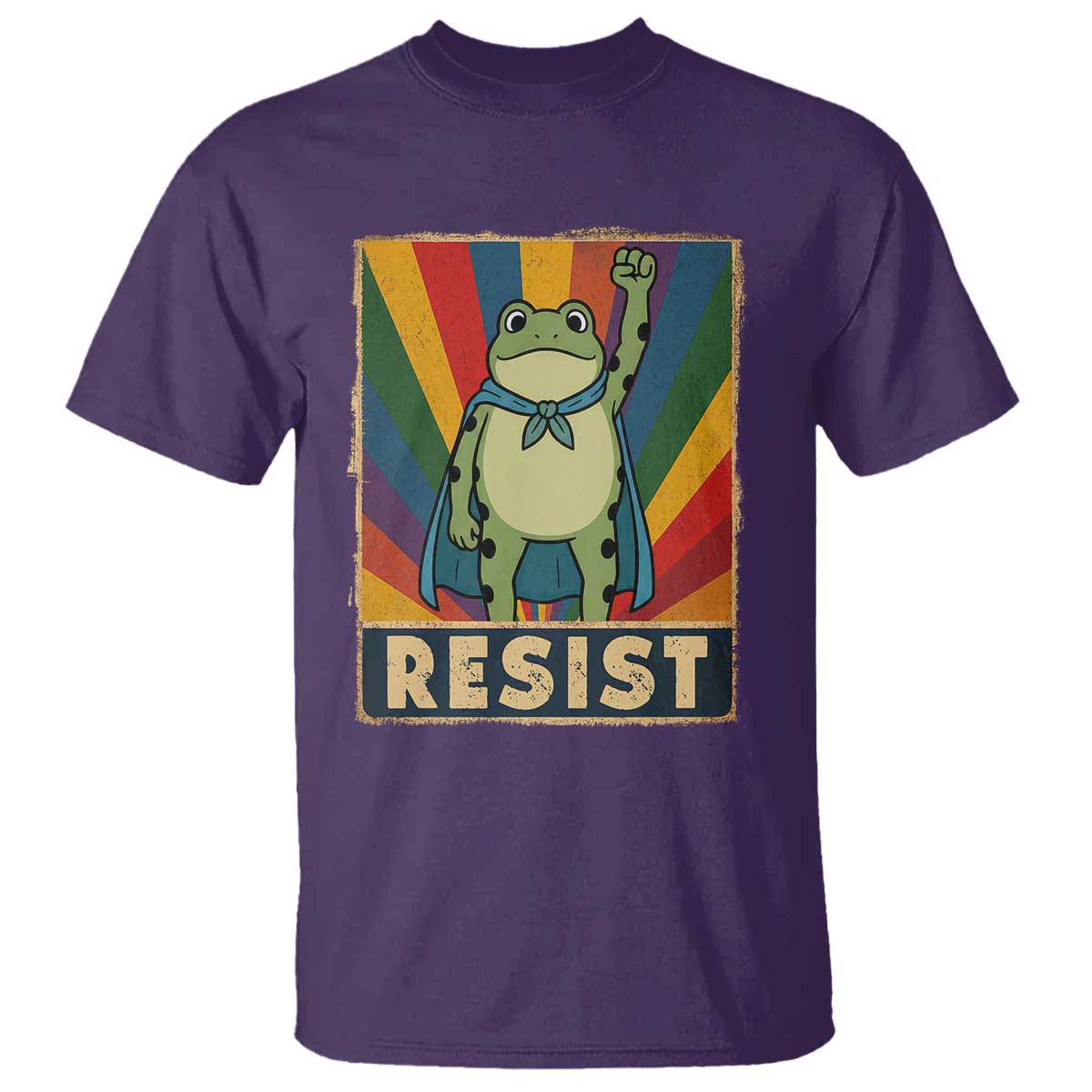 Rainbow Resist Frog T Shirt Portland Pride and Protest Resistance TS02 Purple Print Your Wear