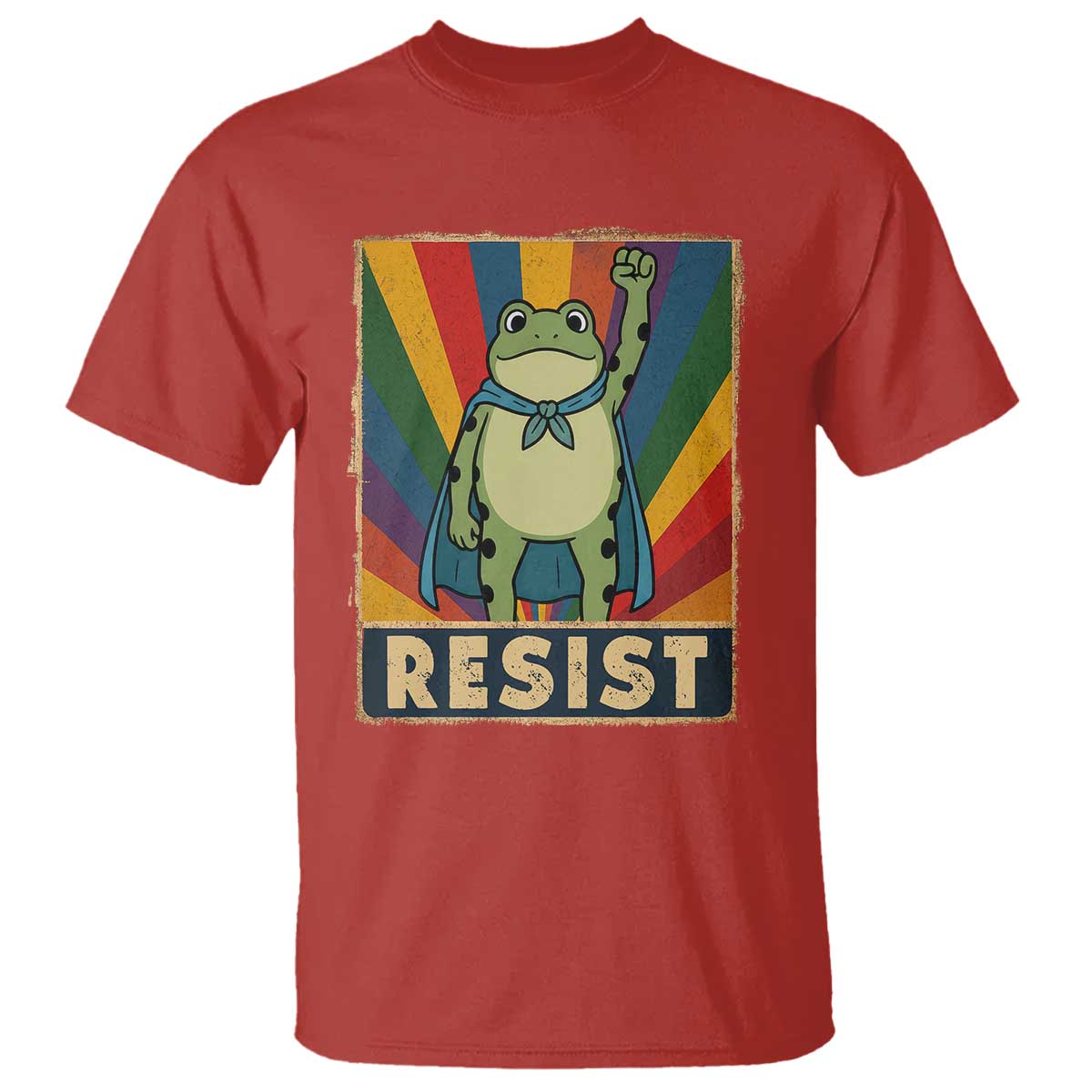 Rainbow Resist Frog T Shirt Portland Pride and Protest Resistance TS02 Red Print Your Wear