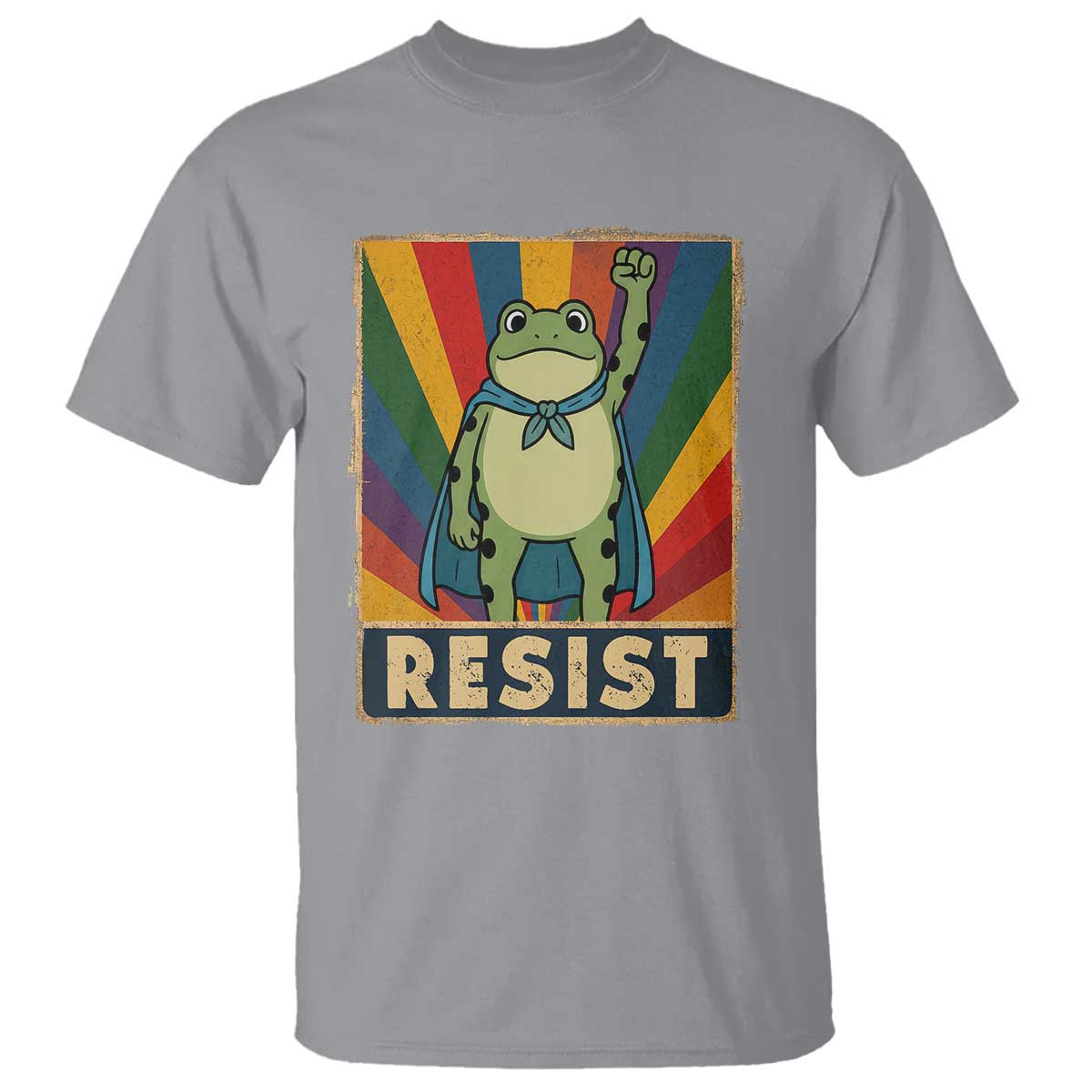 Rainbow Resist Frog T Shirt Portland Pride and Protest Resistance TS02 Sport Gray Print Your Wear