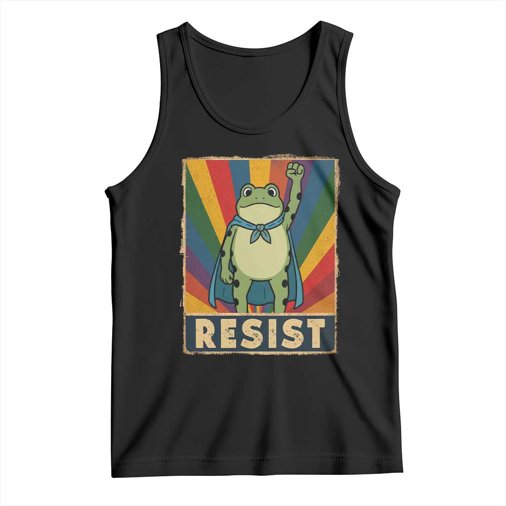 Rainbow Resist Frog Tank Top Portland Pride and Protest Resistance TS02 Black Print Your Wear
