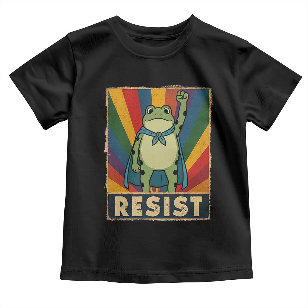 Rainbow Resist Frog Toddler T Shirt Portland Pride and Protest Resistance TS02 Black Print Your Wear