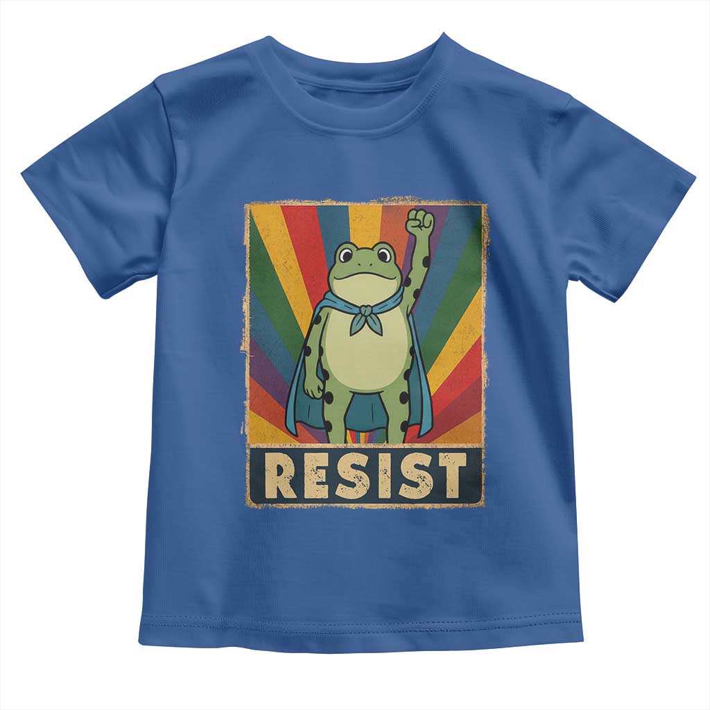 Rainbow Resist Frog Toddler T Shirt Portland Pride and Protest Resistance TS02 Royal Blue Print Your Wear