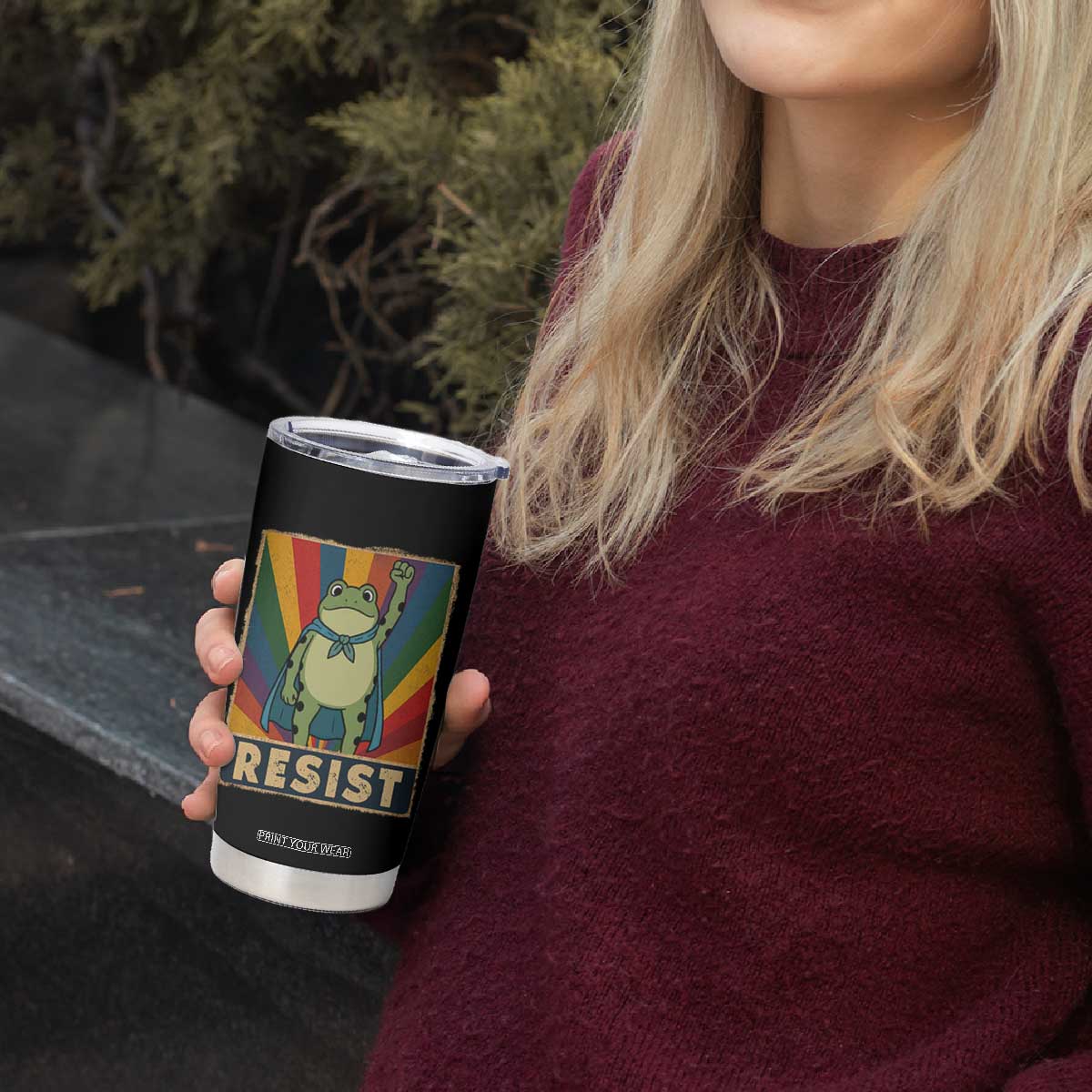 Rainbow Resist Frog Tumbler Cup Portland Pride and Protest Resistance TS02 Print Your Wear
