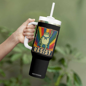 Rainbow Resist Frog Tumbler With Handle Portland Pride and Protest Resistance TS02 Print Your Wear