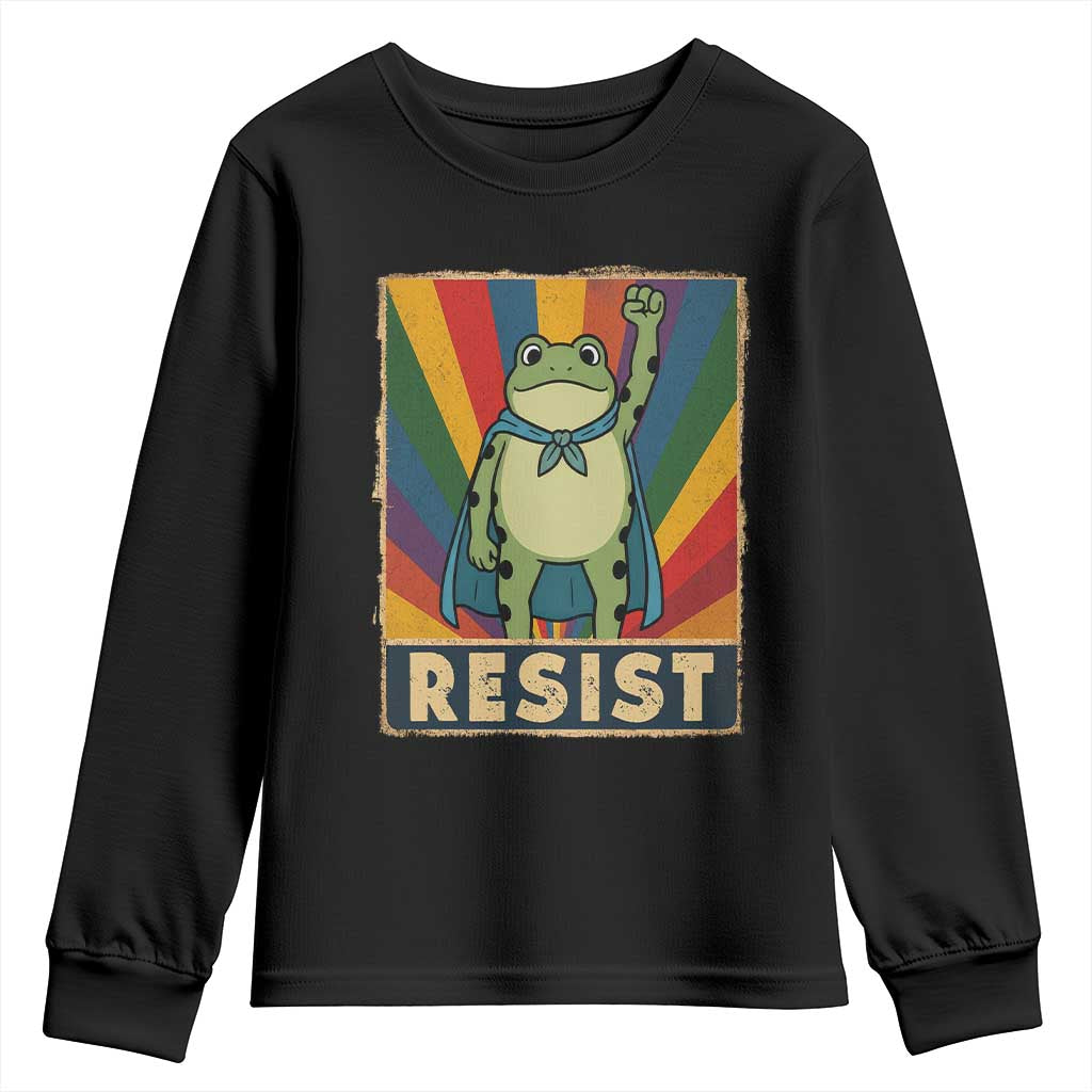 Rainbow Resist Frog Youth Sweatshirt Portland Pride and Protest Resistance TS02 Black Print Your Wear