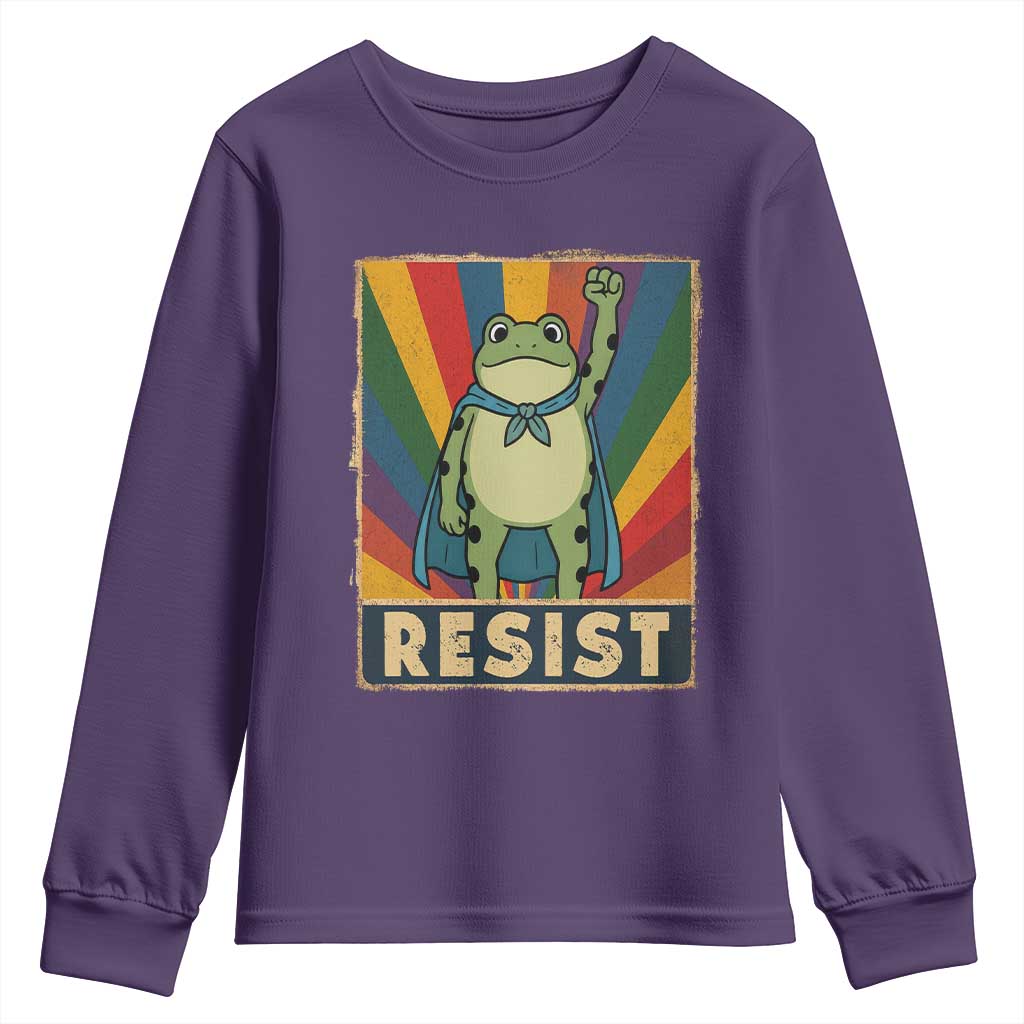 Rainbow Resist Frog Youth Sweatshirt Portland Pride and Protest Resistance TS02 Purple Print Your Wear