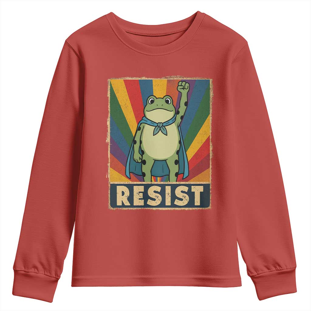 Rainbow Resist Frog Youth Sweatshirt Portland Pride and Protest Resistance TS02 Red Print Your Wear