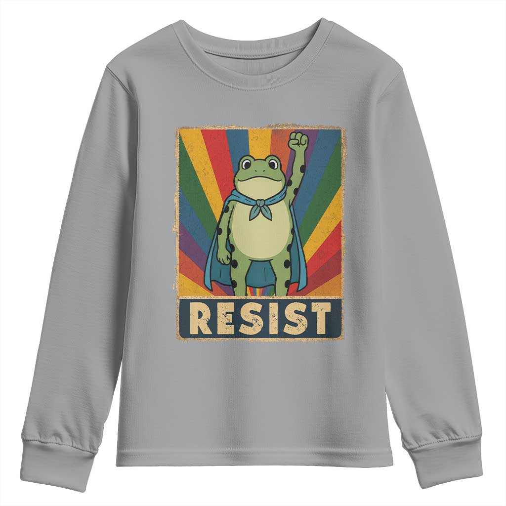 Rainbow Resist Frog Youth Sweatshirt Portland Pride and Protest Resistance TS02 Sport Gray Print Your Wear
