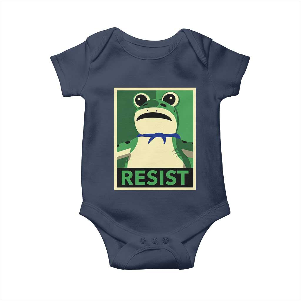 Frog Resist Poster Graphic Baby Onesie Portland Resistance Protest Minimalist TS02 Navy Print Your Wear