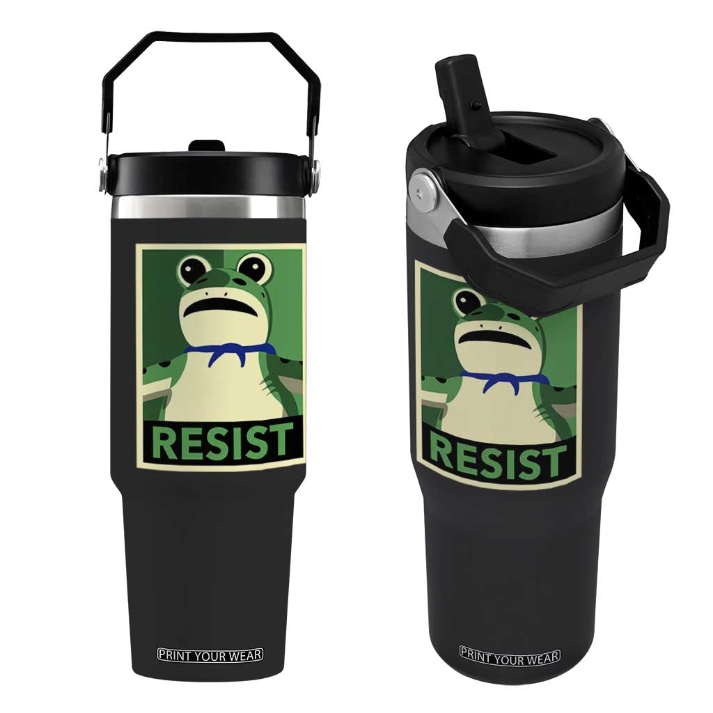 Frog Resist Poster Graphic Flip Straw Tumbler Portland Resistance Protest Minimalist TS02 One Size: 30 oz Black Print Your Wear