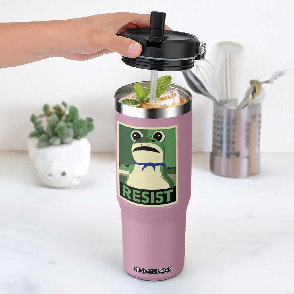 Frog Resist Poster Graphic Flip Straw Tumbler Portland Resistance Protest Minimalist TS02 One Size: 30 oz Light Pink Print Your Wear