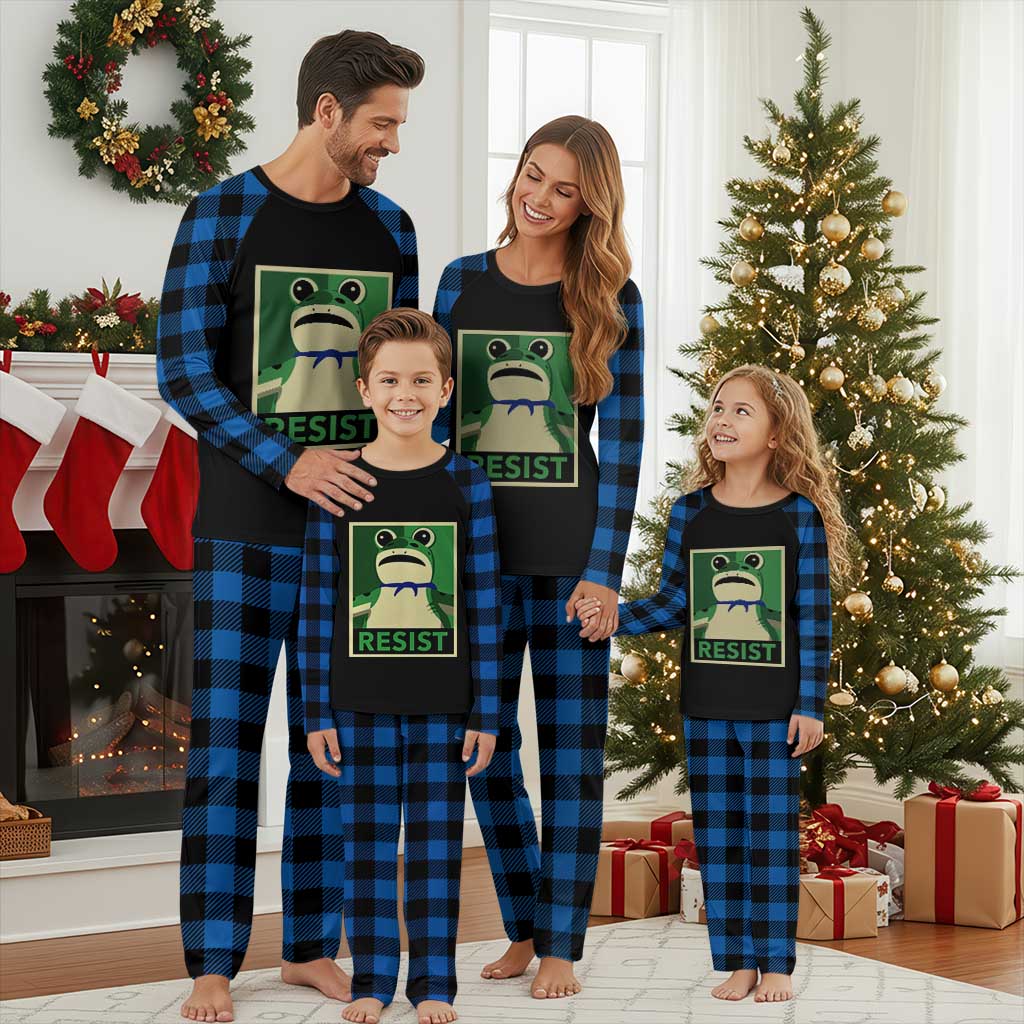 Frog Resist Poster Graphic Plaid Pajama Set Portland Resistance Protest Minimalist TS02 Blue Plaid Print Your Wear