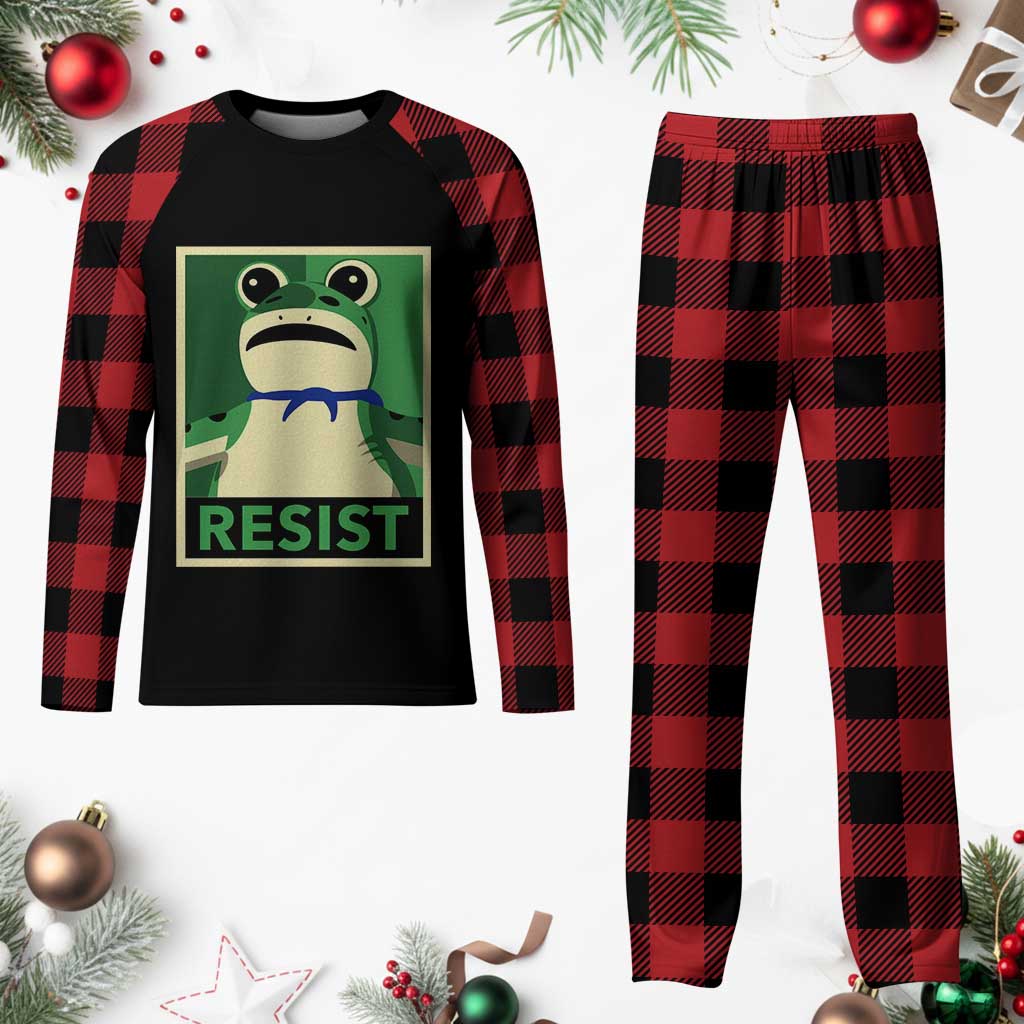 Frog Resist Poster Graphic Plaid Pajama Set Portland Resistance Protest Minimalist TS02 Buffalo Plaid Print Your Wear