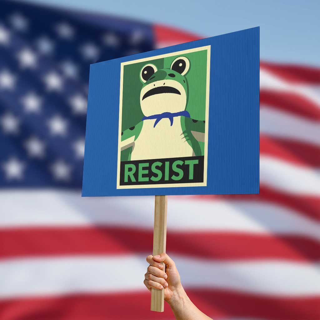 Frog Resist Poster Graphic Protest Sign Portland Resistance Protest Minimalist TS02 Horizontal 18