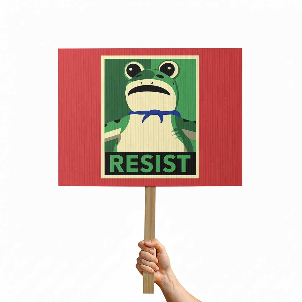 Frog Resist Poster Graphic Protest Sign Portland Resistance Protest Minimalist TS02 Horizontal 18" × 24" Red Print Your Wear