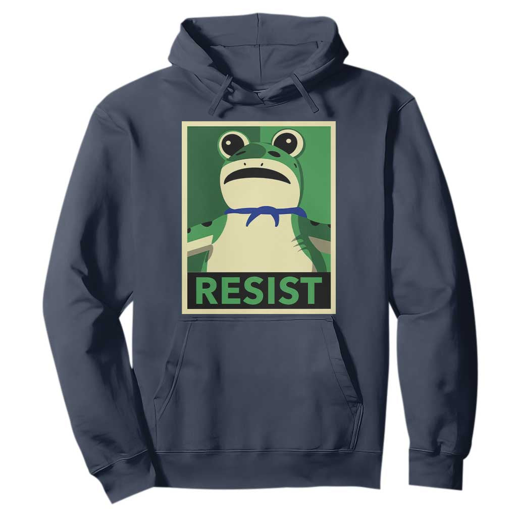 Frog Resist Poster Graphic Hoodie Portland Resistance Protest Minimalist TS02 Navy Print Your Wear