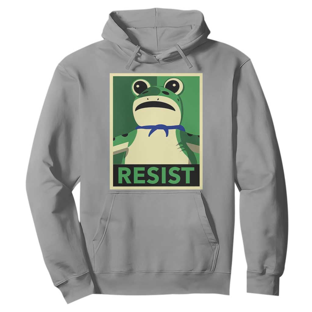Frog Resist Poster Graphic Hoodie Portland Resistance Protest Minimalist TS02 Sport Gray Print Your Wear