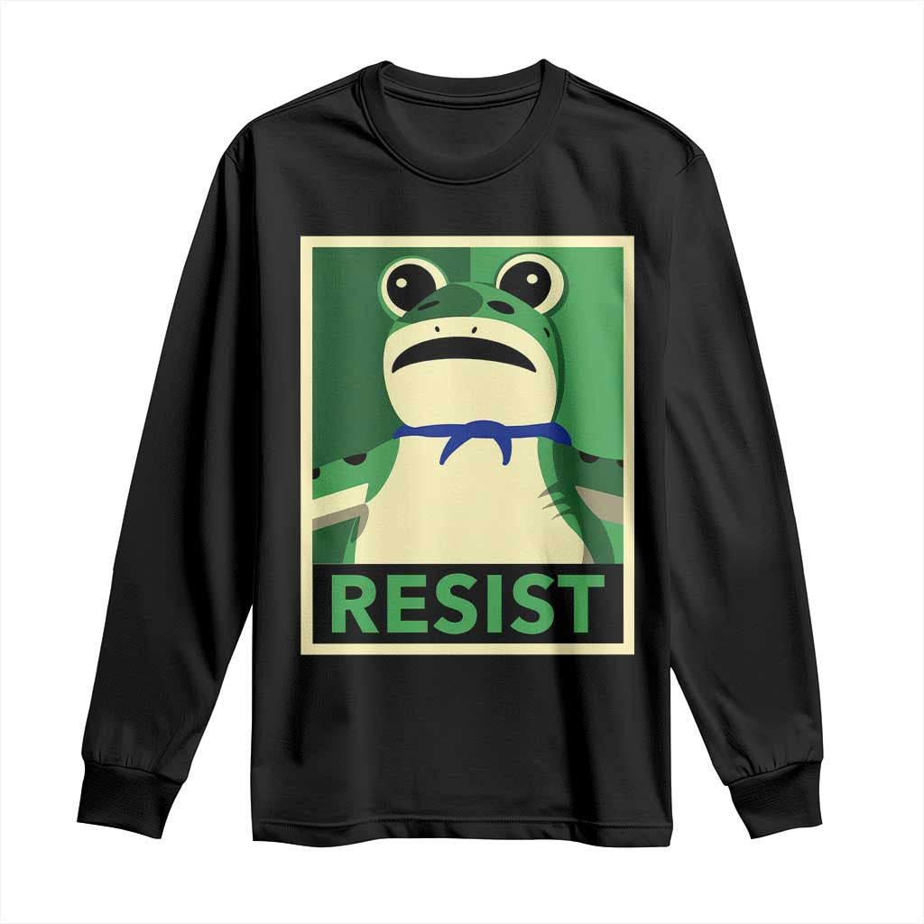 Frog Resist Poster Graphic Long Sleeve Shirt Portland Resistance Protest Minimalist TS02 Black Print Your Wear