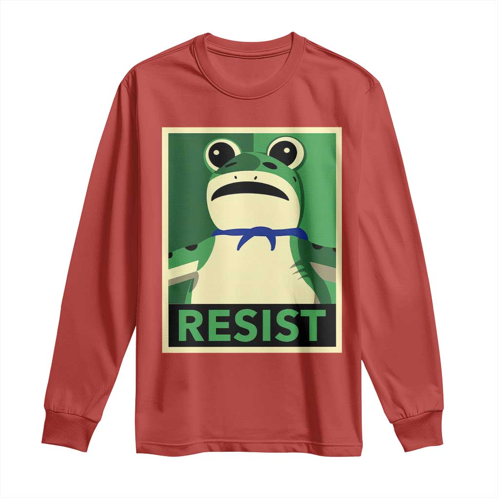Frog Resist Poster Graphic Long Sleeve Shirt Portland Resistance Protest Minimalist TS02 Red Print Your Wear