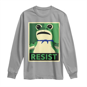 Frog Resist Poster Graphic Long Sleeve Shirt Portland Resistance Protest Minimalist TS02 Sport Gray Print Your Wear