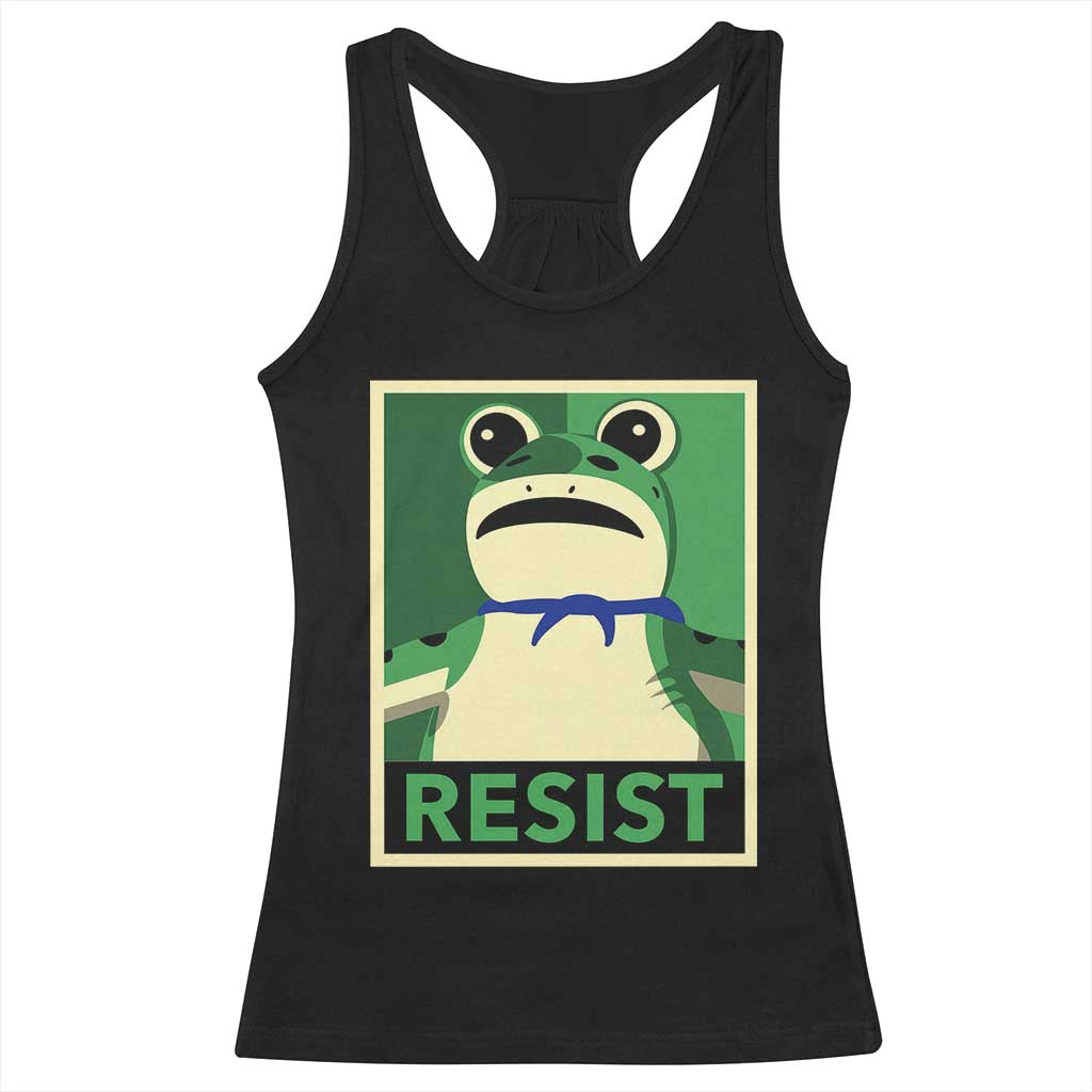 Frog Resist Poster Graphic Racerback Tank Top Portland Resistance Protest Minimalist - Print Your Wear