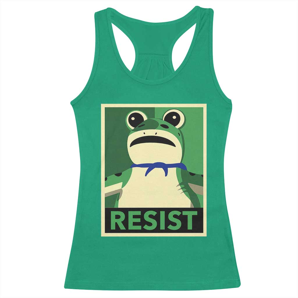 Frog Resist Poster Graphic Racerback Tank Top Portland Resistance Protest Minimalist TS02 Irish Green Print Your Wear