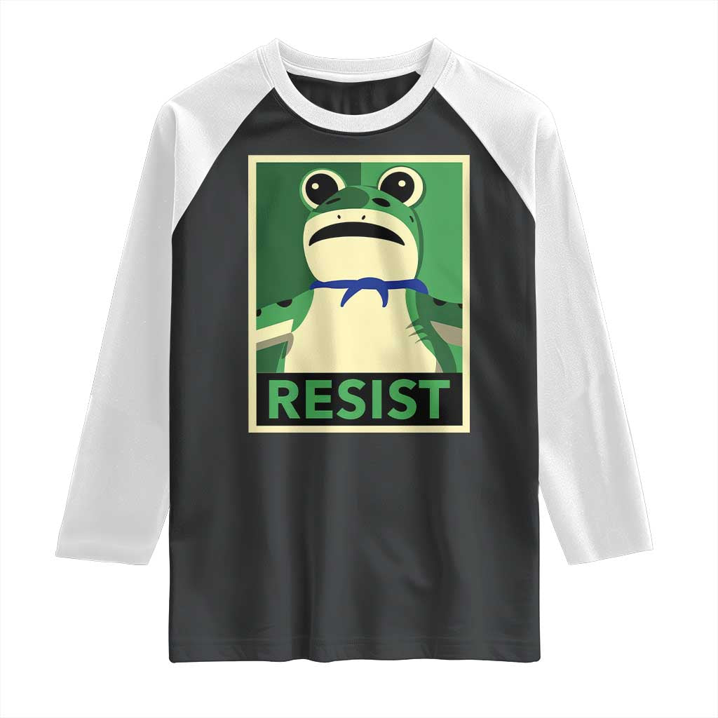 Frog Resist Poster Graphic Raglan Shirt Portland Resistance Protest Minimalist TS02 Black White Print Your Wear