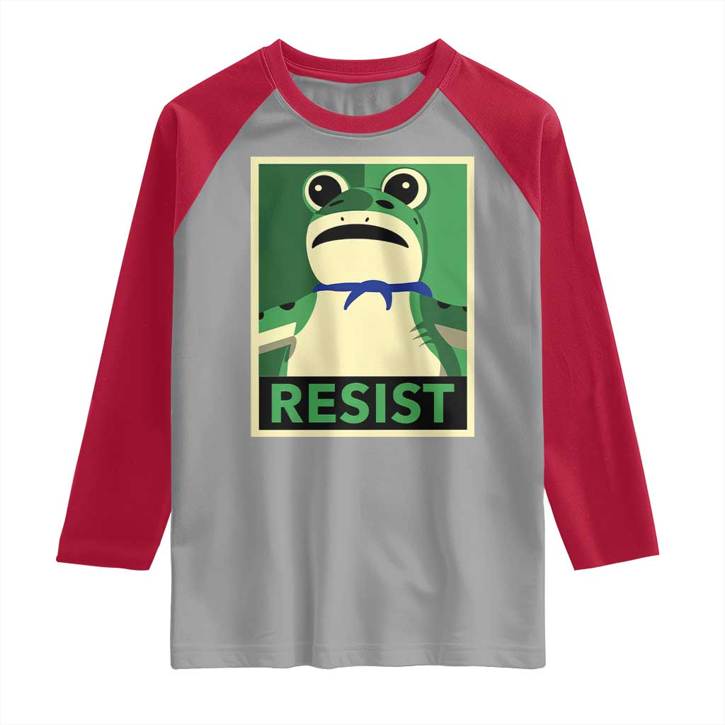Frog Resist Poster Graphic Raglan Shirt Portland Resistance Protest Minimalist TS02 Sport Gray Red Print Your Wear