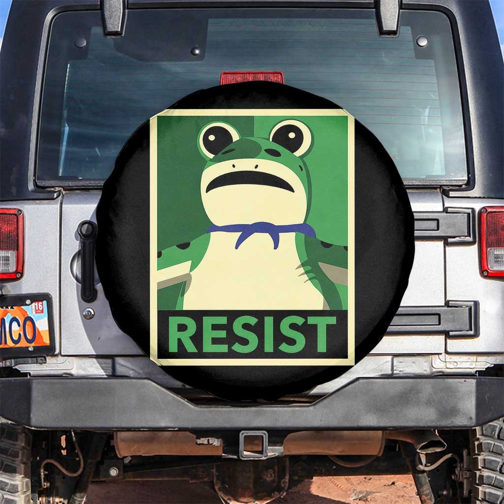 Frog Resist Poster Graphic Spare Tire Cover Portland Resistance Protest Minimalist TS02 No hole Black Print Your Wear