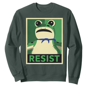 Frog Resist Poster Graphic Sweatshirt Portland Resistance Protest Minimalist TS02 Dark Forest Green Print Your Wear
