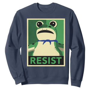 Frog Resist Poster Graphic Sweatshirt Portland Resistance Protest Minimalist TS02 Navy Print Your Wear