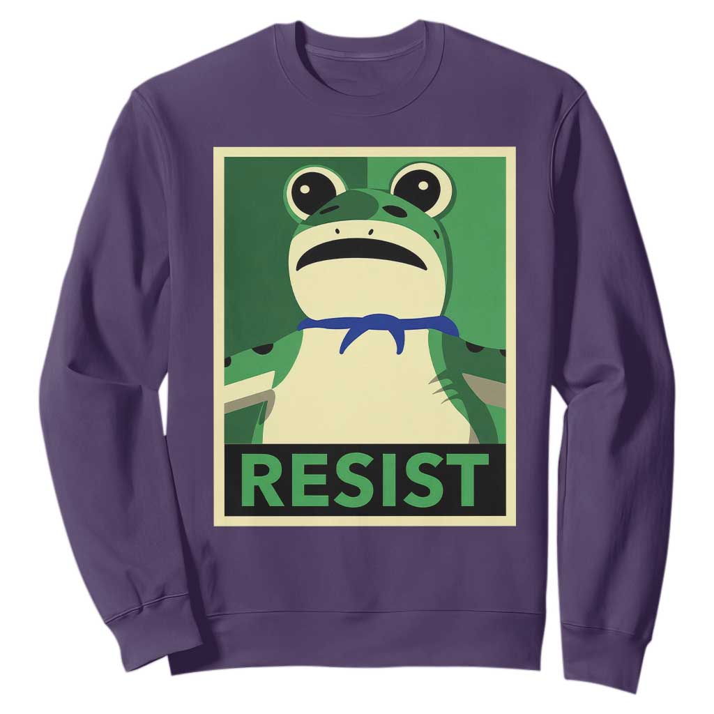 Frog Resist Poster Graphic Sweatshirt Portland Resistance Protest Minimalist TS02 Purple Print Your Wear