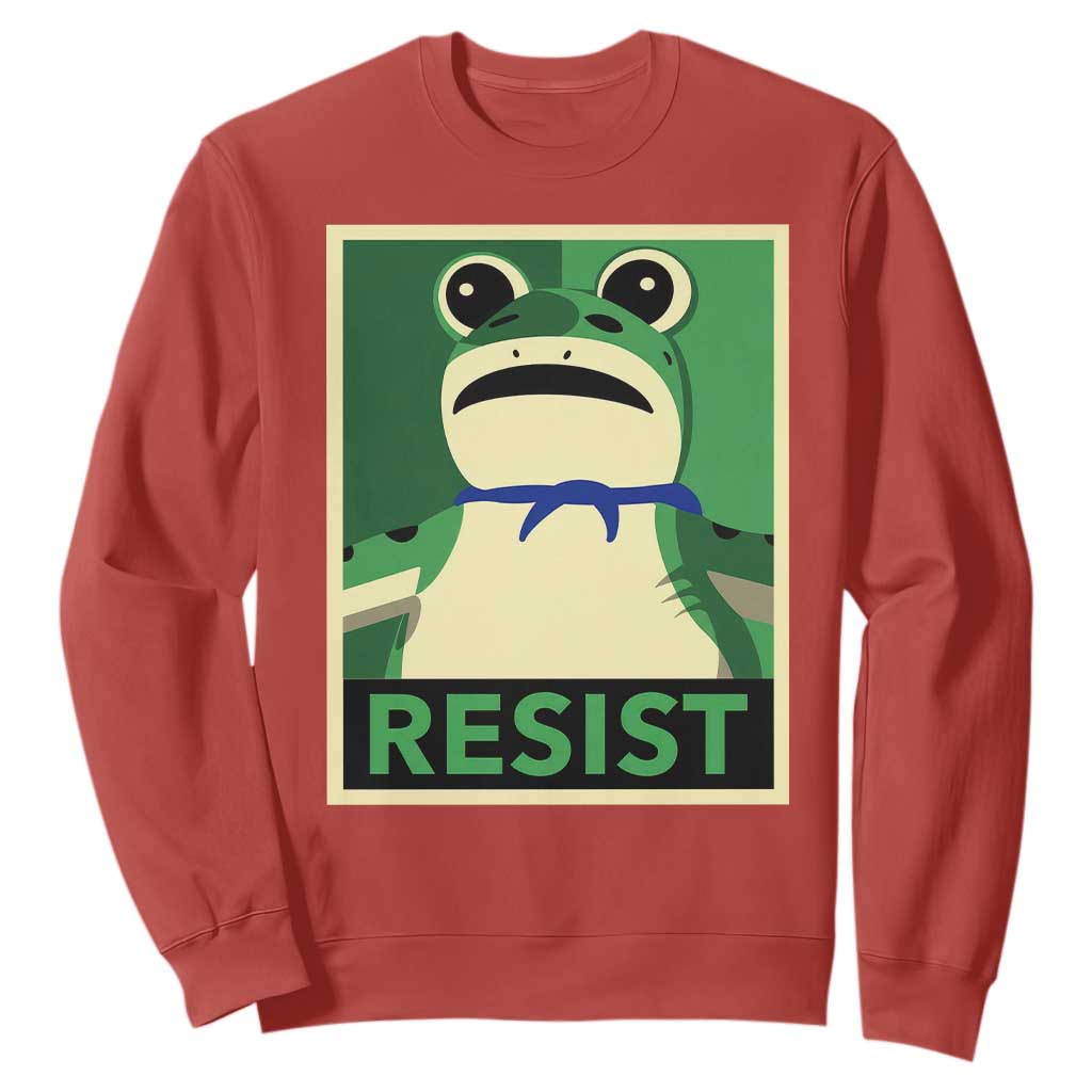 Frog Resist Poster Graphic Sweatshirt Portland Resistance Protest Minimalist TS02 Red Print Your Wear
