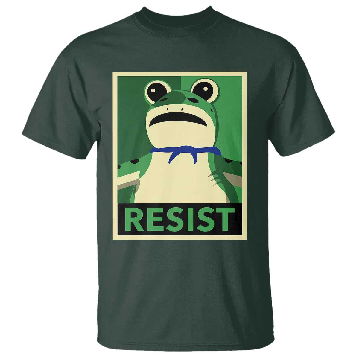 Frog Resist Poster Graphic T Shirt Portland Resistance Protest Minimalist TS02 Dark Forest Green Print Your Wear