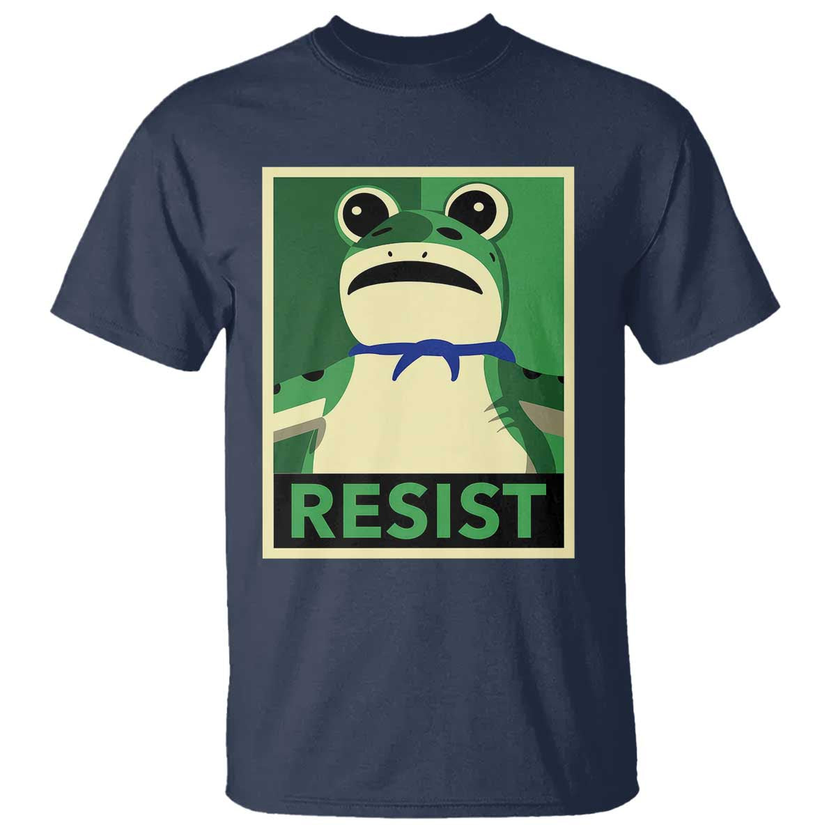 Frog Resist Poster Graphic T Shirt Portland Resistance Protest Minimalist TS02 Navy Print Your Wear