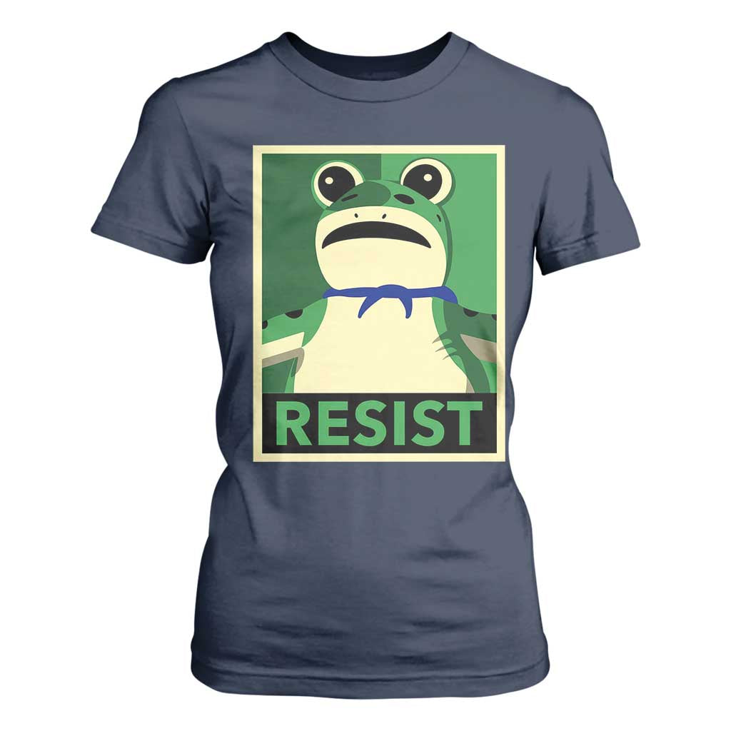 Frog Resist Poster Graphic T Shirt For Women Portland Resistance Protest Minimalist TS02 Navy Print Your Wear