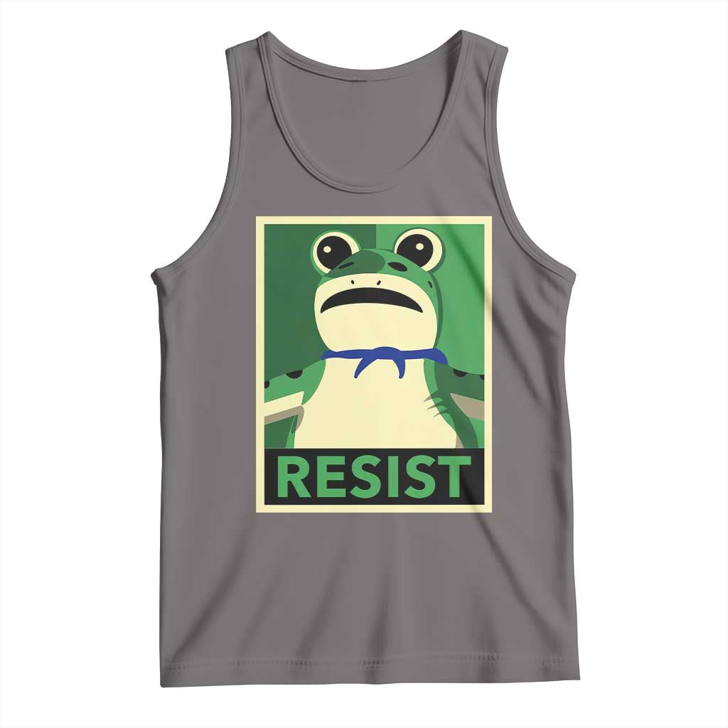 Frog Resist Poster Graphic Tank Top Portland Resistance Protest Minimalist TS02 Deep Heather Print Your Wear