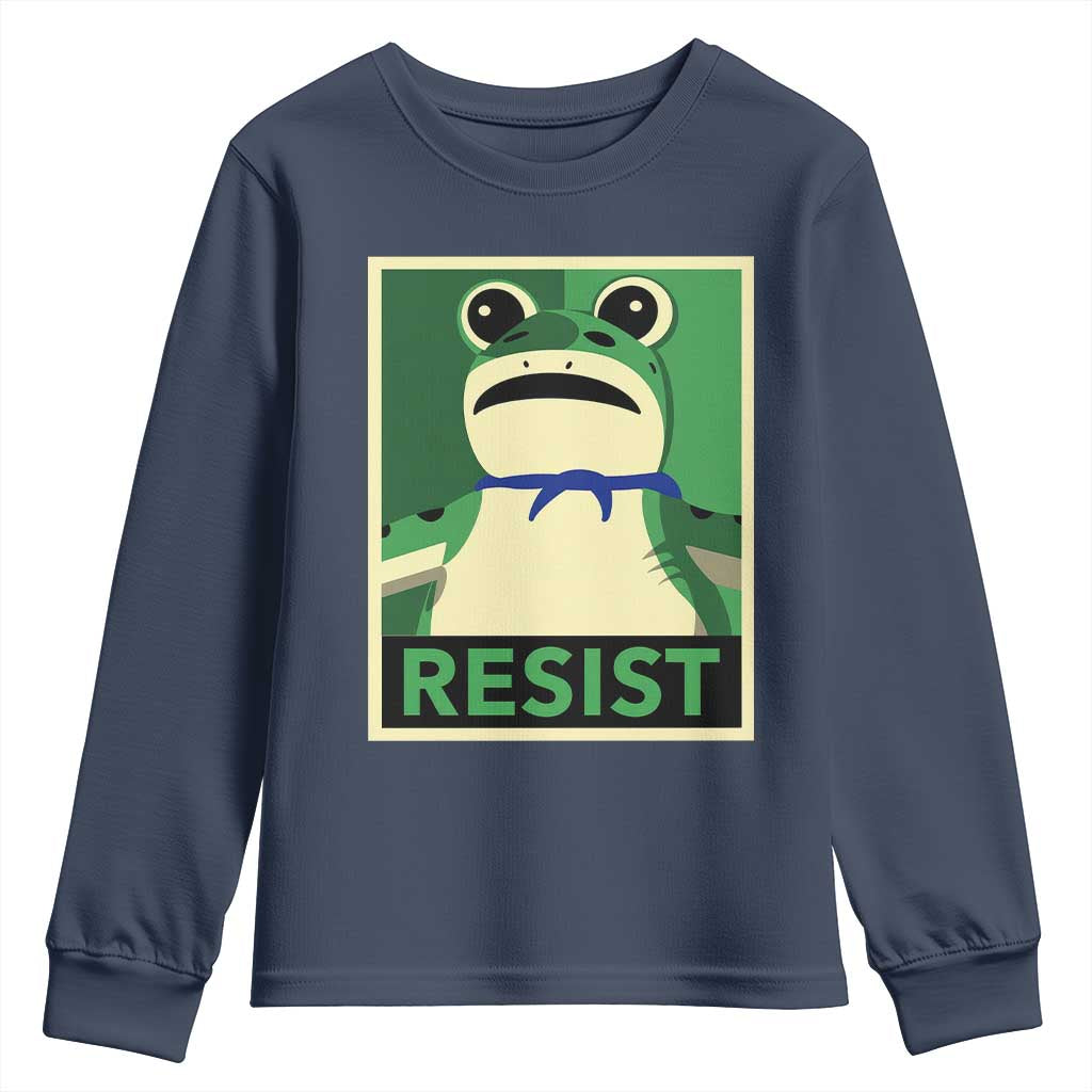 Frog Resist Poster Graphic Youth Sweatshirt Portland Resistance Protest Minimalist TS02 Navy Print Your Wear