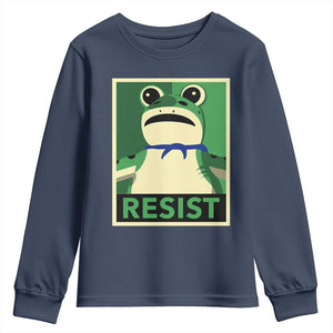 Frog Resist Poster Graphic Youth Sweatshirt Portland Resistance Protest Minimalist TS02 Navy Print Your Wear