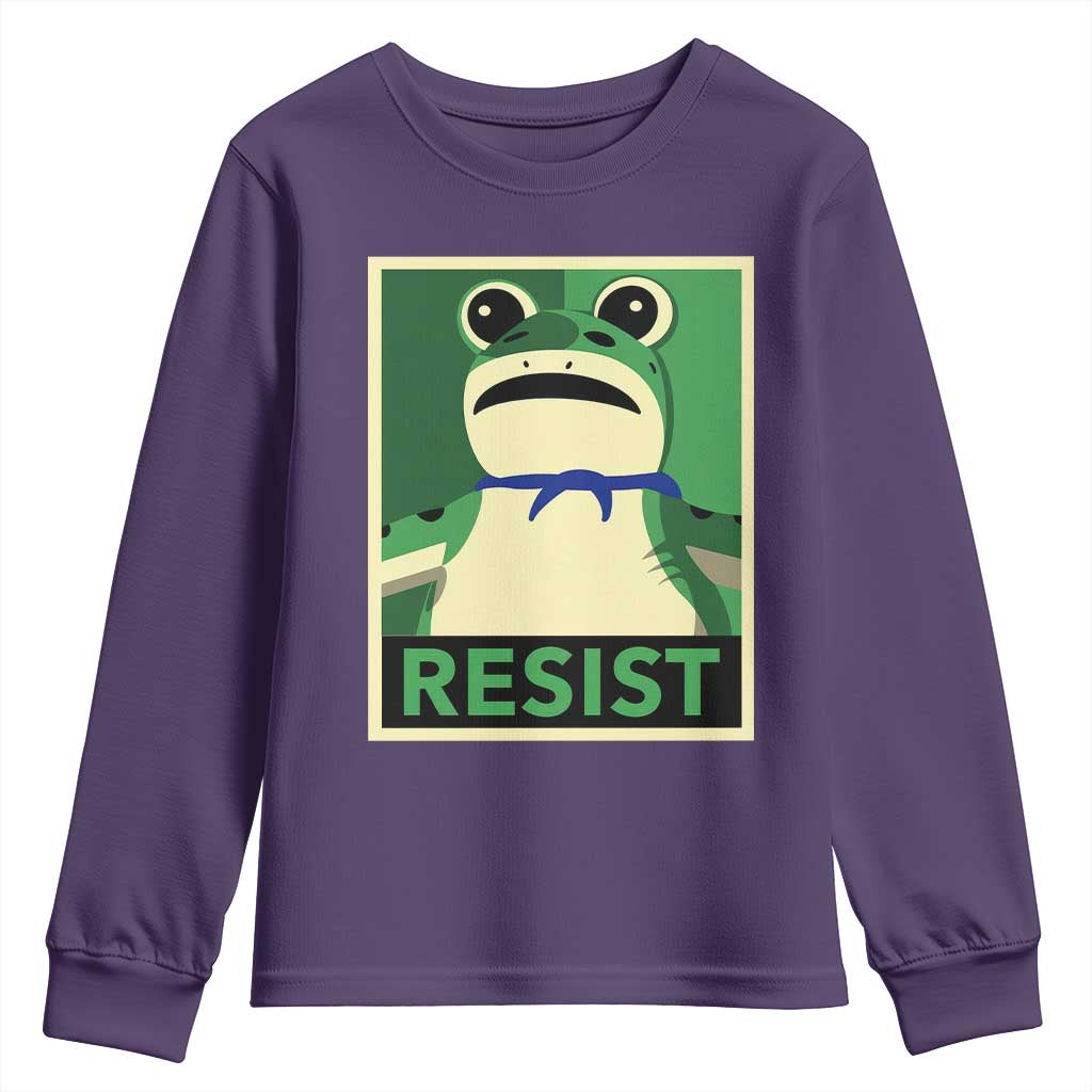 Frog Resist Poster Graphic Youth Sweatshirt Portland Resistance Protest Minimalist TS02 Purple Print Your Wear