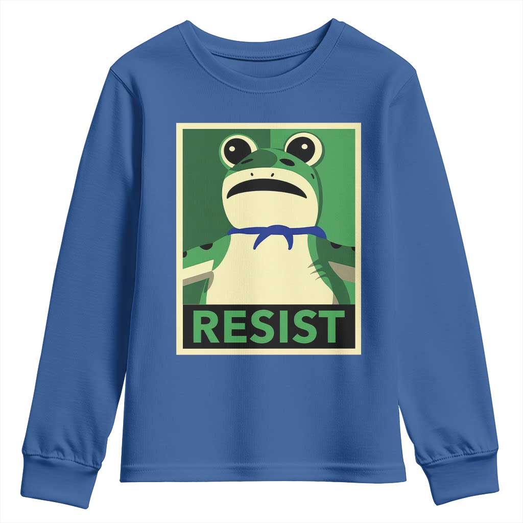 Frog Resist Poster Graphic Youth Sweatshirt Portland Resistance Protest Minimalist TS02 Royal Blue Print Your Wear